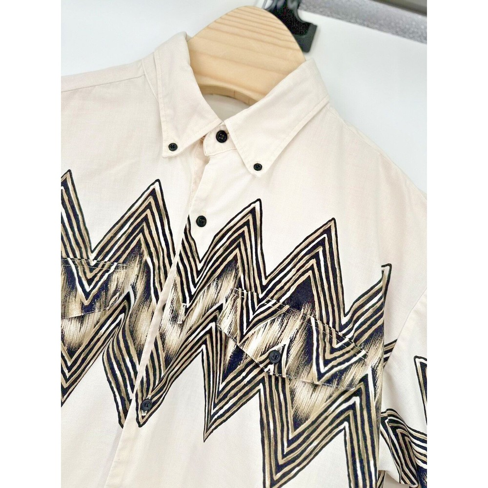 VTG Brooks & Dunn western Panhandle  Mens 17‎ baige Aztec Western Button Up 90s